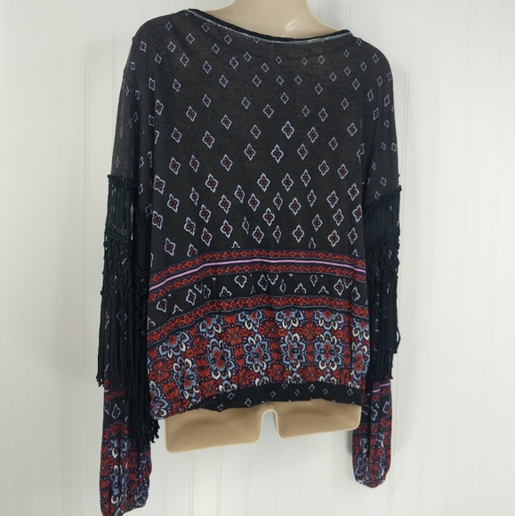 FREE PEOPLE Macra Maze Me Fringed Peasant Top XS - Picture 13 of 16